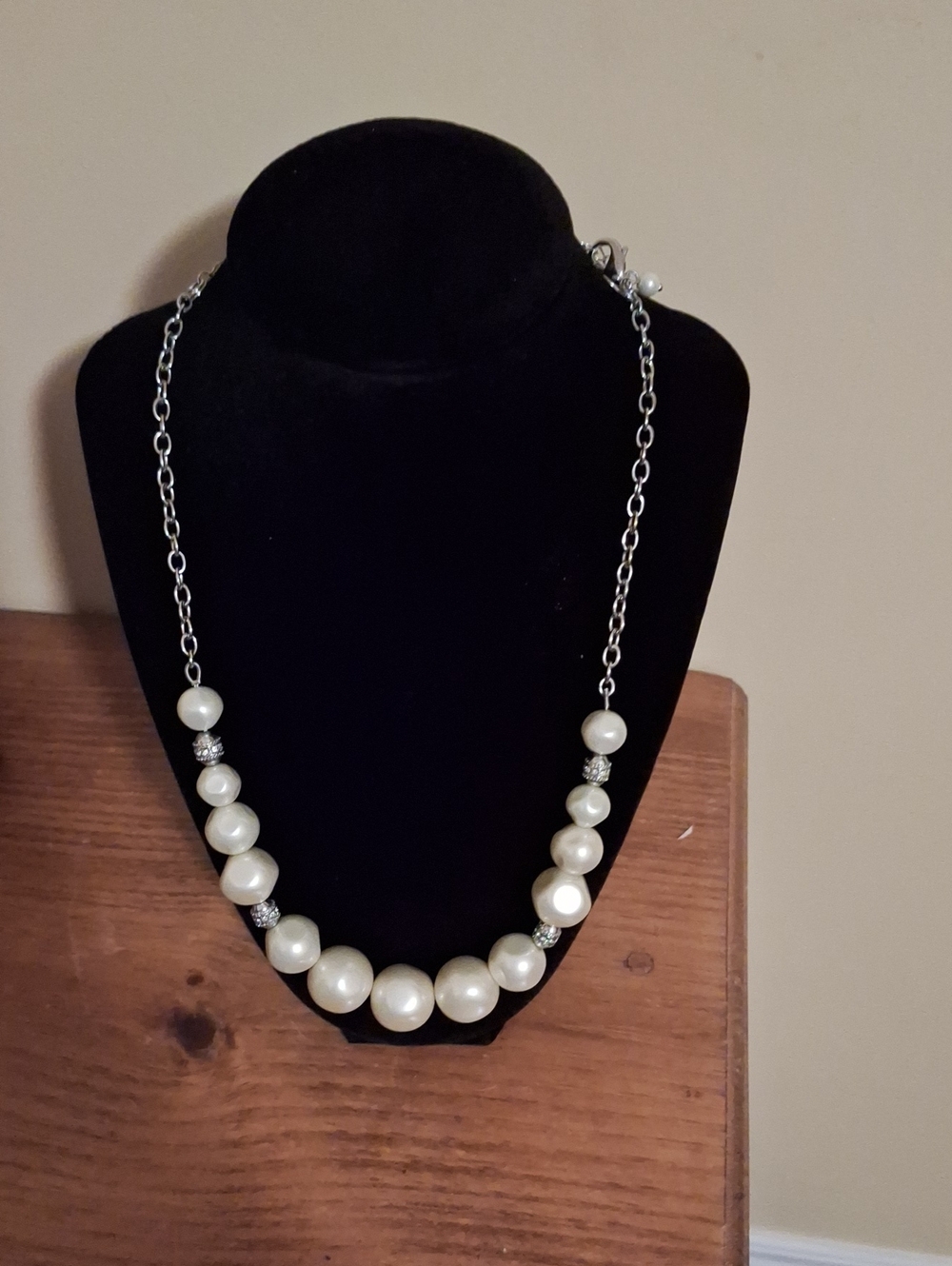 Lia Sophia Pearl and Silver-Tone Chain Necklace